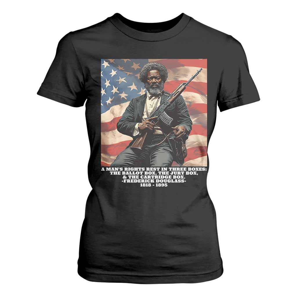 Frederick Douglass T Shirt For Women A Man's Rights Rest In Three Boxes American Flag TS11 Black Print Your Wear