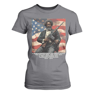 Frederick Douglass T Shirt For Women A Man's Rights Rest In Three Boxes American Flag TS11 Charcoal Print Your Wear