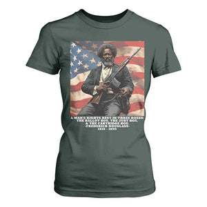 Frederick Douglass T Shirt For Women A Man's Rights Rest In Three Boxes American Flag TS11 Dark Forest Green Print Your Wear