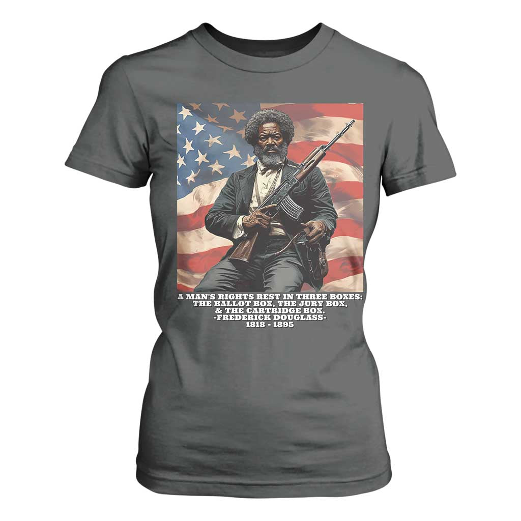 Frederick Douglass T Shirt For Women A Man's Rights Rest In Three Boxes American Flag TS11 Dark Heather Print Your Wear