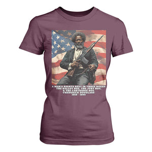 Frederick Douglass T Shirt For Women A Man's Rights Rest In Three Boxes American Flag TS11 Maroon Print Your Wear