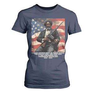 Frederick Douglass T Shirt For Women A Man's Rights Rest In Three Boxes American Flag TS11 Navy Print Your Wear