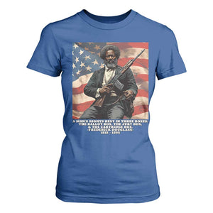 Frederick Douglass T Shirt For Women A Man's Rights Rest In Three Boxes American Flag TS11 Royal Blue Print Your Wear