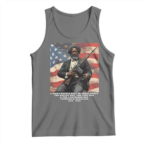 Frederick Douglass Tank Top A Man's Rights Rest In Three Boxes American Flag TS11 Black Heather Print Your Wear