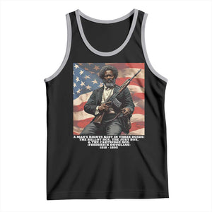 Frederick Douglass Tank Top A Man's Rights Rest In Three Boxes American Flag TS11 Black Athletic Heather Print Your Wear