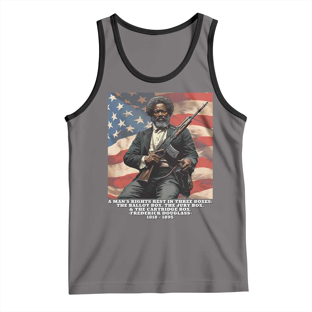 Frederick Douglass Tank Top A Man's Rights Rest In Three Boxes American Flag TS11 Deep Heather Black Print Your Wear