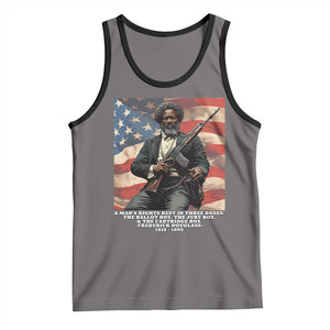 Frederick Douglass Tank Top A Man's Rights Rest In Three Boxes American Flag TS11 Deep Heather Black Print Your Wear