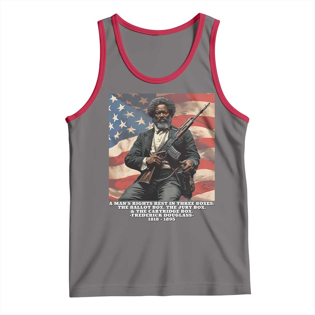 Frederick Douglass Tank Top A Man's Rights Rest In Three Boxes American Flag TS11 Deep Heather Red Print Your Wear