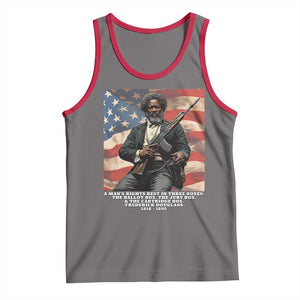 Frederick Douglass Tank Top A Man's Rights Rest In Three Boxes American Flag TS11 Deep Heather Red Print Your Wear