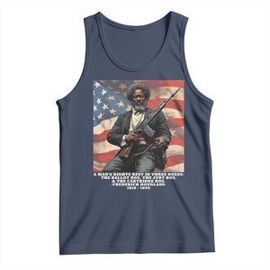 Frederick Douglass Tank Top A Man's Rights Rest In Three Boxes American Flag TS11 Navy Print Your Wear