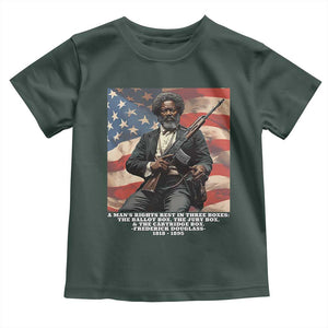 Frederick Douglass Toddler T Shirt A Man's Rights Rest In Three Boxes American Flag TS11 Dark Forest Green Print Your Wear