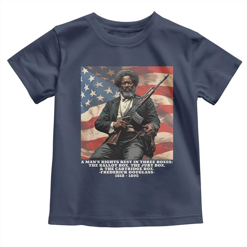 Frederick Douglass Toddler T Shirt A Man's Rights Rest In Three Boxes American Flag TS11 Navy Print Your Wear