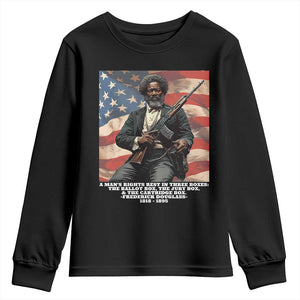 Frederick Douglass Youth Sweatshirt A Man's Rights Rest In Three Boxes American Flag TS11 Black Print Your Wear