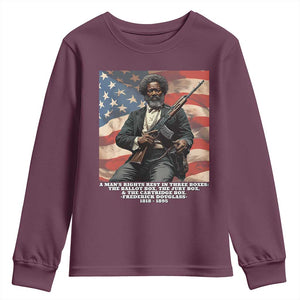 Frederick Douglass Youth Sweatshirt A Man's Rights Rest In Three Boxes American Flag TS11 Maroon Print Your Wear