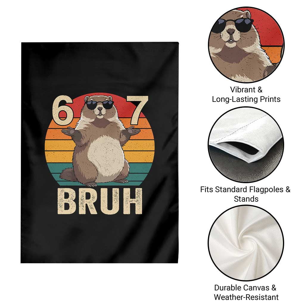 Funny Groundhog 67 Garden Flag Six Seven Bruh Retro Vintage Woodchuck Day TS11 Print Your Wear