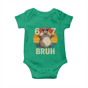Funny Groundhog 67 Baby Onesie Six Seven Bruh Retro Vintage Woodchuck Day TS11 Irish Green Print Your Wear
