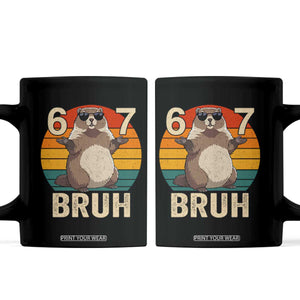 Funny Groundhog 67 Coffee Mug Six Seven Bruh Retro Vintage Woodchuck Day TS11 Black Print Your Wear