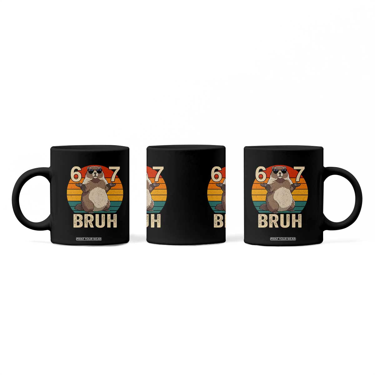 Funny Groundhog 67 Coffee Mug Six Seven Bruh Retro Vintage Woodchuck Day TS11 Print Your Wear