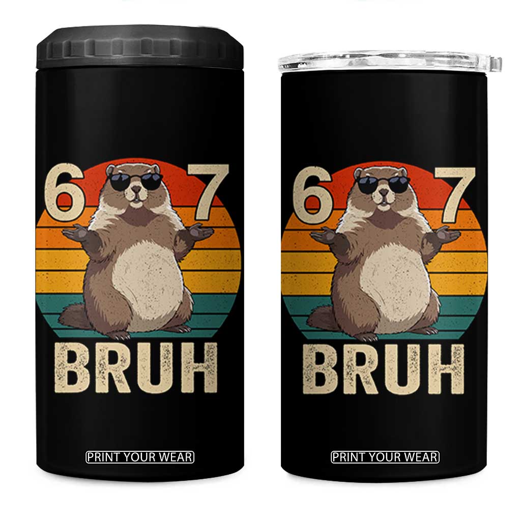 Funny Groundhog 67 4 in 1 Can Cooler Tumbler Six Seven Bruh Retro Vintage Woodchuck Day TS11 One Size: 16 oz Black Print Your Wear