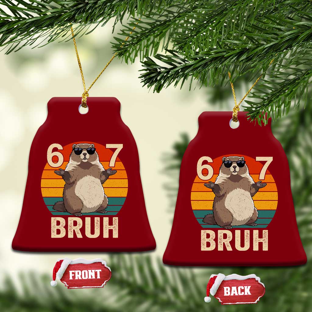 Funny Groundhog 67 Ceramic Ornament Six Seven Bruh Retro Vintage Woodchuck Day TS11 Print Your Wear