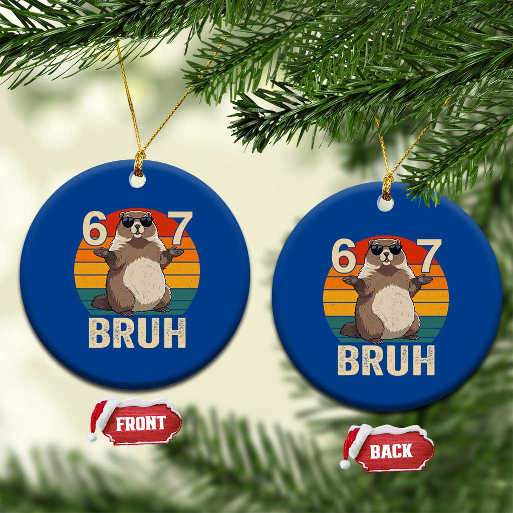 Funny Groundhog 67 Ceramic Ornament Six Seven Bruh Retro Vintage Woodchuck Day TS11 1pc Blue Print Your Wear