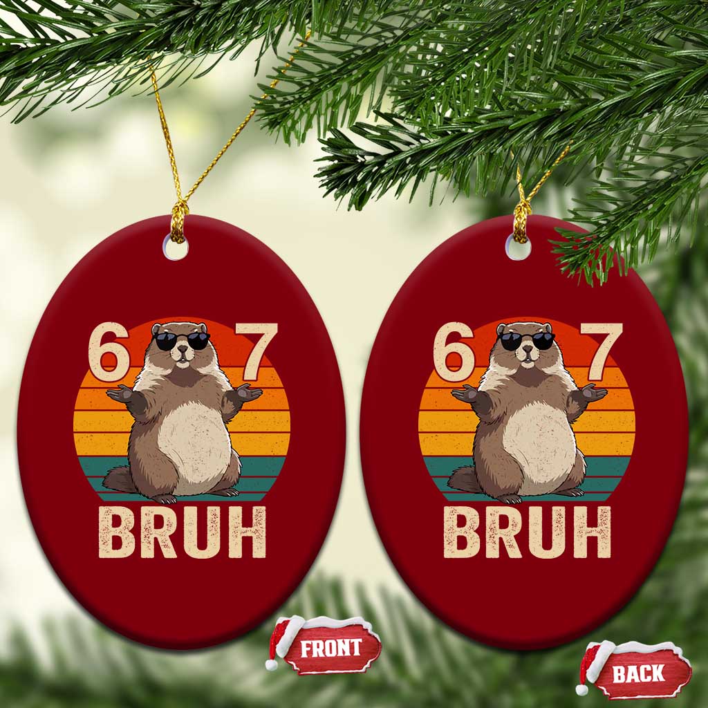 Funny Groundhog 67 Ceramic Ornament Six Seven Bruh Retro Vintage Woodchuck Day TS11 Print Your Wear