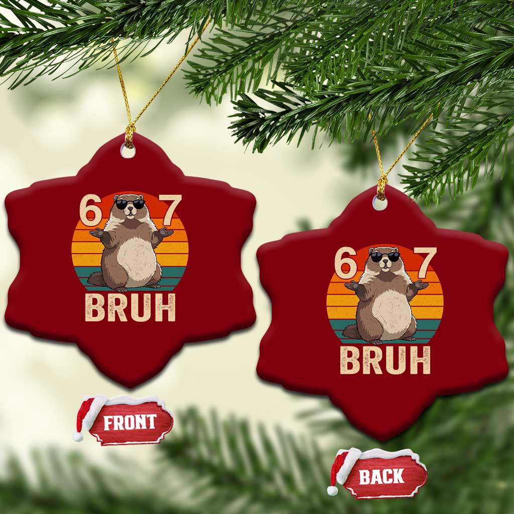 Funny Groundhog 67 Ceramic Ornament Six Seven Bruh Retro Vintage Woodchuck Day TS11 Print Your Wear