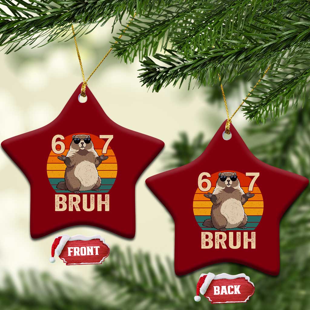 Funny Groundhog 67 Ceramic Ornament Six Seven Bruh Retro Vintage Woodchuck Day TS11 Print Your Wear