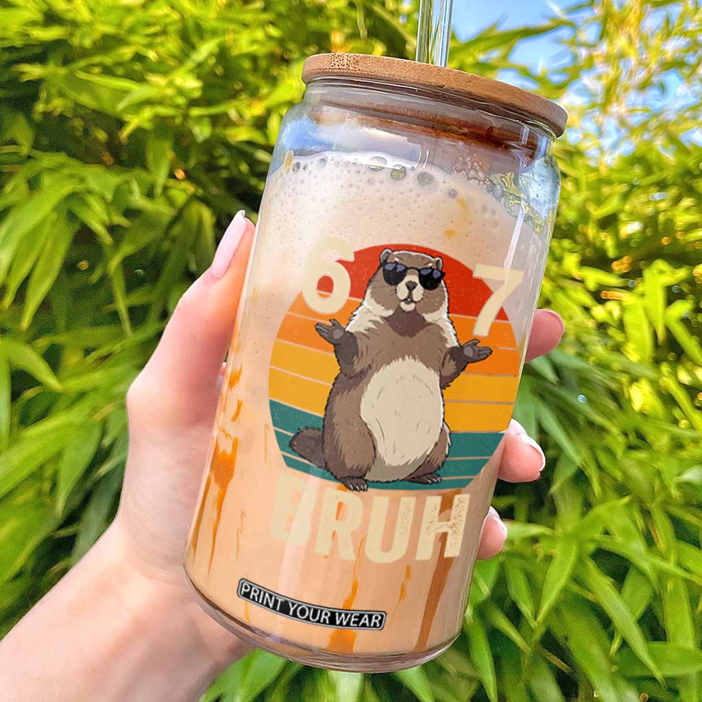 Funny Groundhog 67 Glass Can Six Seven Bruh Retro Vintage Woodchuck Day TS11 Black Print Your Wear