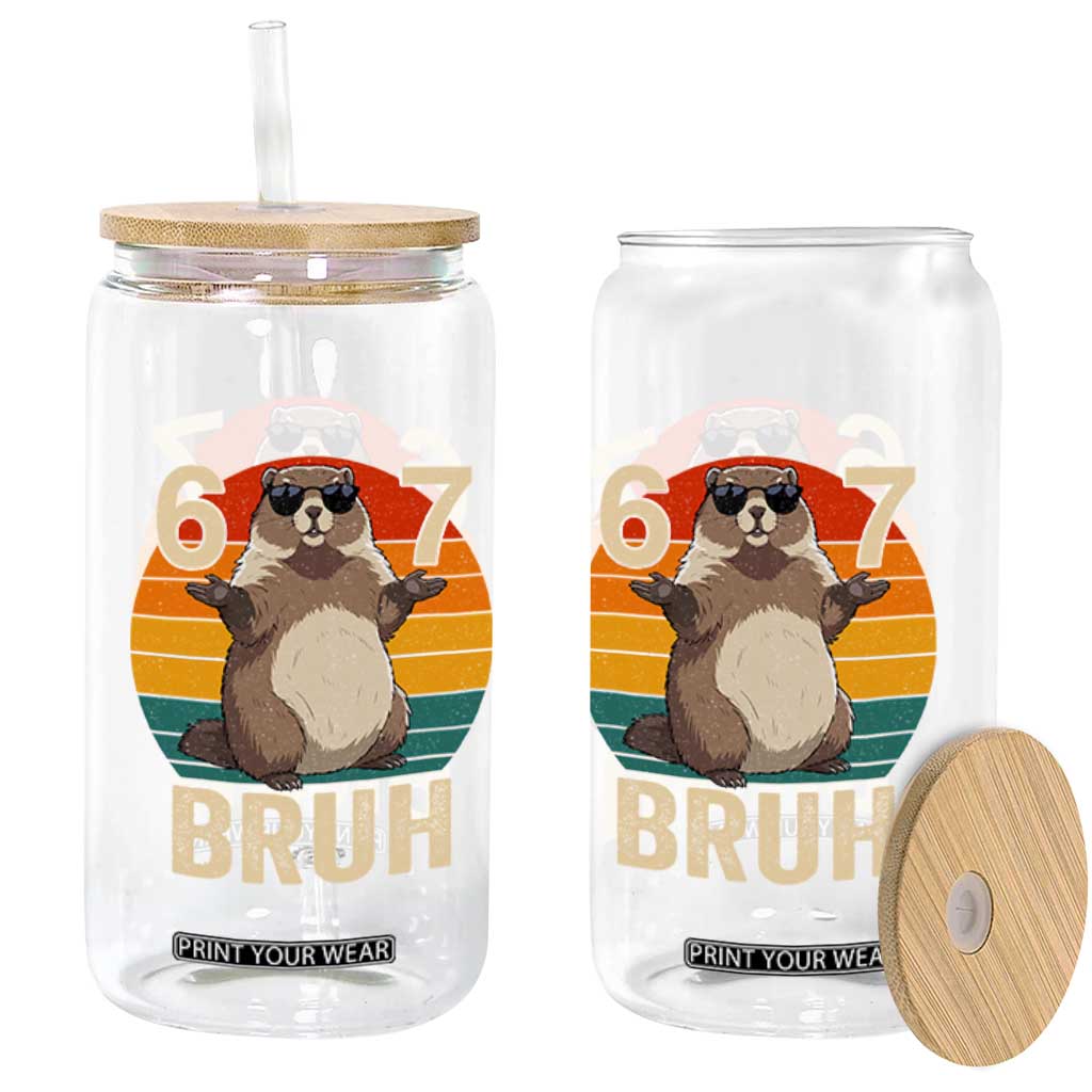Funny Groundhog 67 Glass Can Six Seven Bruh Retro Vintage Woodchuck Day TS11 Print Your Wear