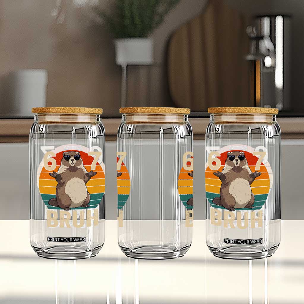 Funny Groundhog 67 Glass Can Six Seven Bruh Retro Vintage Woodchuck Day TS11 Print Your Wear