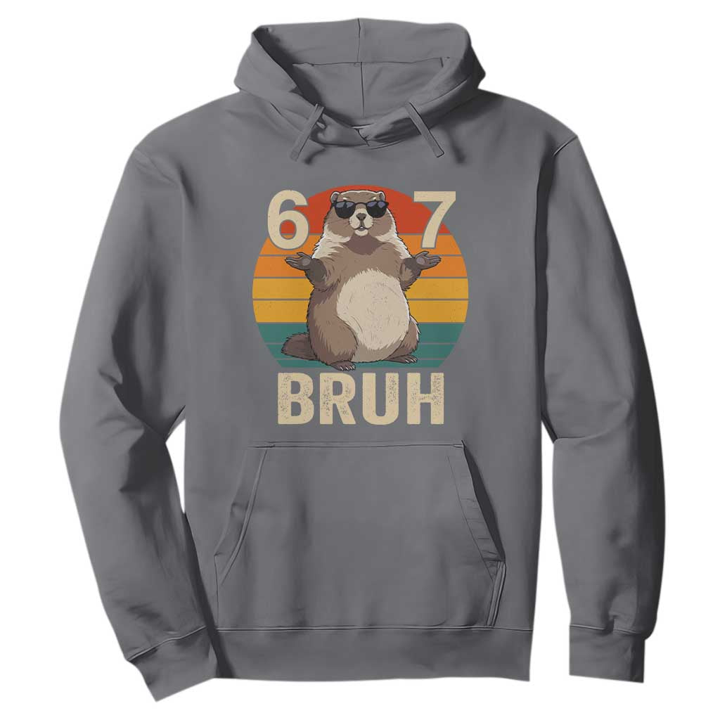 Funny Groundhog 67 Hoodie Six Seven Bruh Retro Vintage Woodchuck Day TS11 Charcoal Print Your Wear