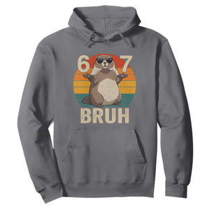 Funny Groundhog 67 Hoodie Six Seven Bruh Retro Vintage Woodchuck Day TS11 Charcoal Print Your Wear
