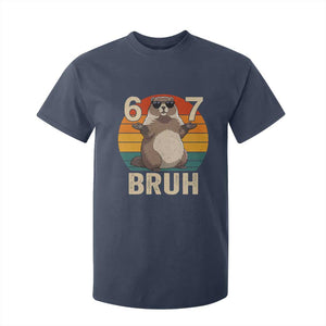 Funny Groundhog 67 T Shirt For Kid Six Seven Bruh Retro Vintage Woodchuck Day TS11 Navy Print Your Wear