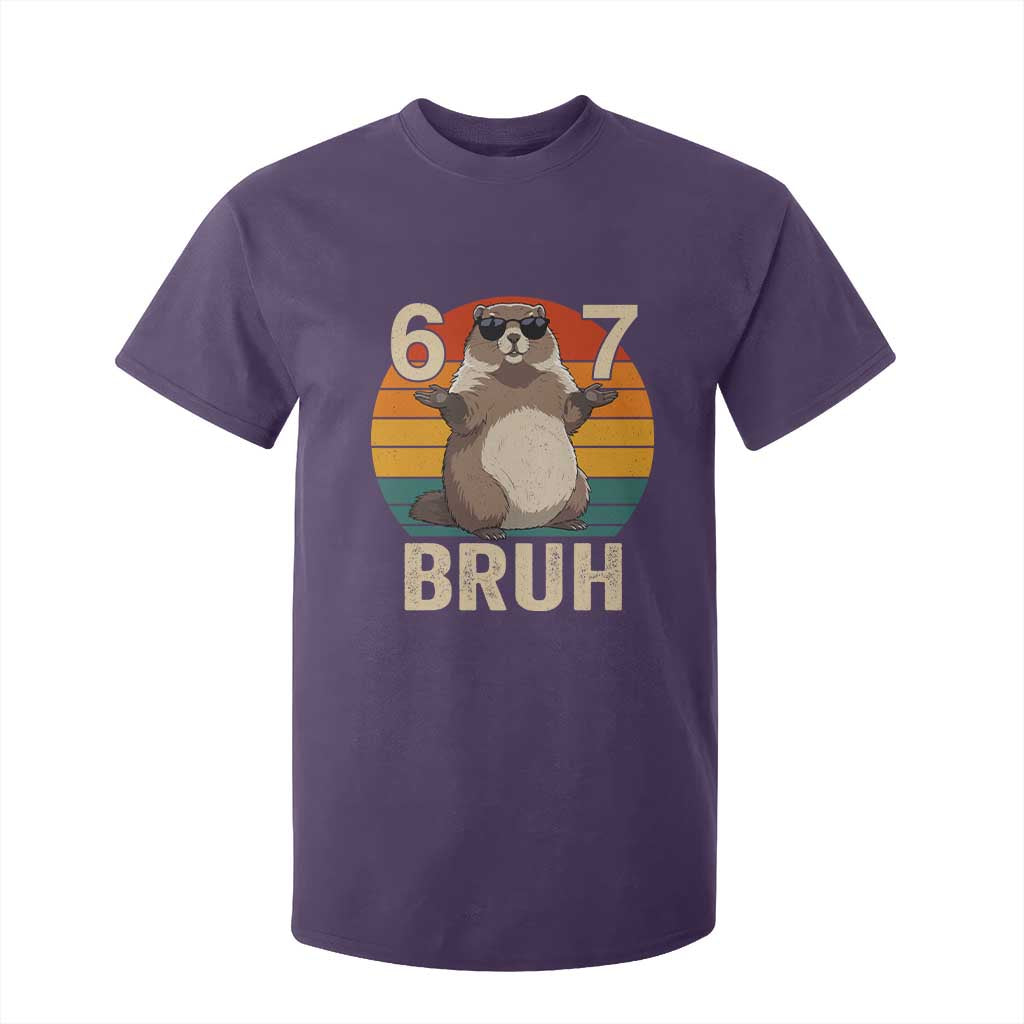 Funny Groundhog 67 T Shirt For Kid Six Seven Bruh Retro Vintage Woodchuck Day TS11 Purple Print Your Wear
