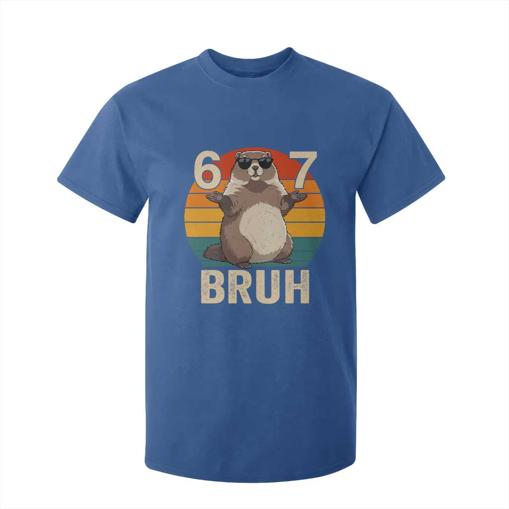 Funny Groundhog 67 T Shirt For Kid Six Seven Bruh Retro Vintage Woodchuck Day TS11 Royal Blue Print Your Wear