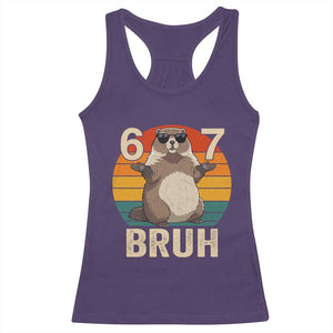 Funny Groundhog 67 Racerback Tank Top Six Seven Bruh Retro Vintage Woodchuck Day TS11 Purple Print Your Wear