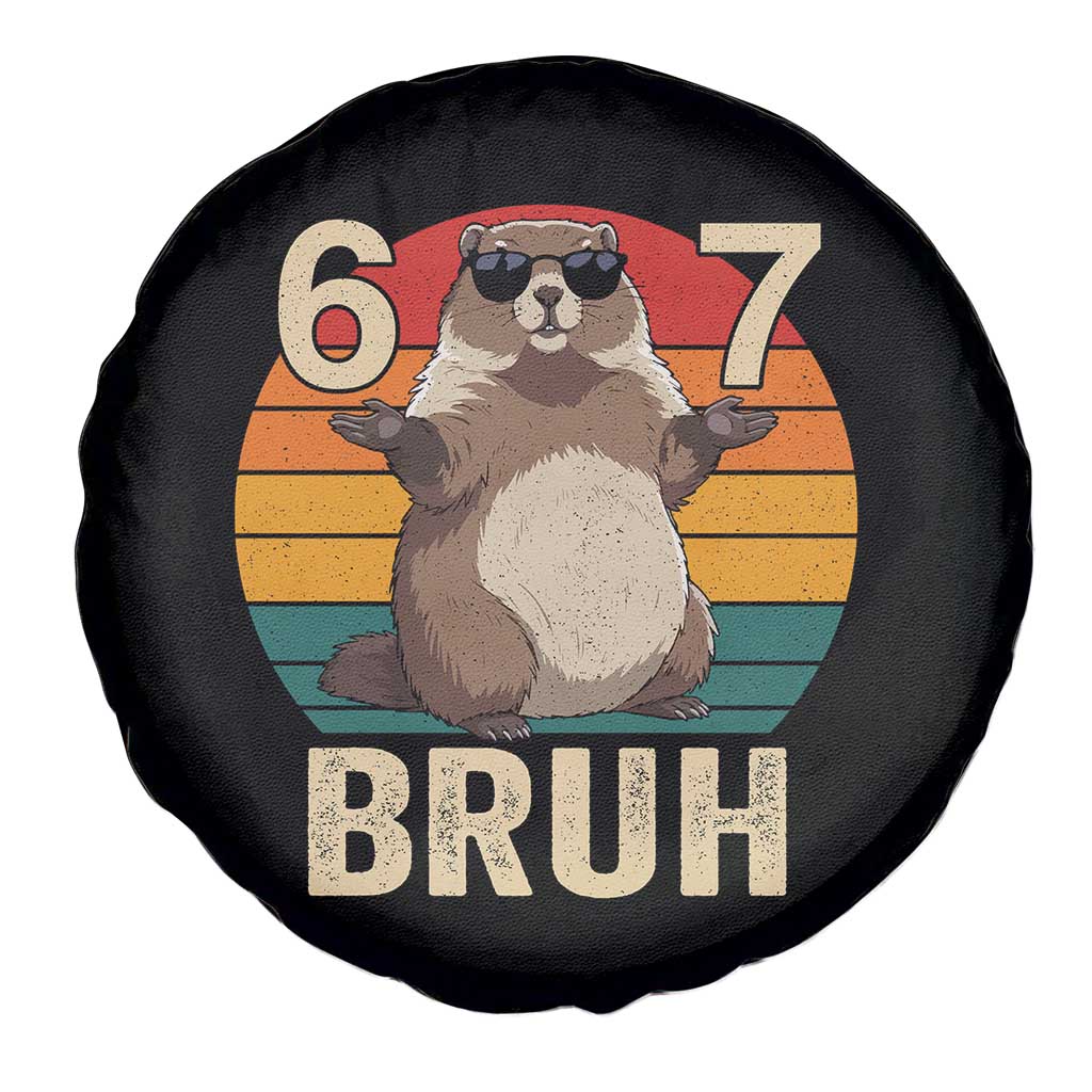 Funny Groundhog 67 Spare Tire Cover Six Seven Bruh Retro Vintage Woodchuck Day TS11 Print Your Wear
