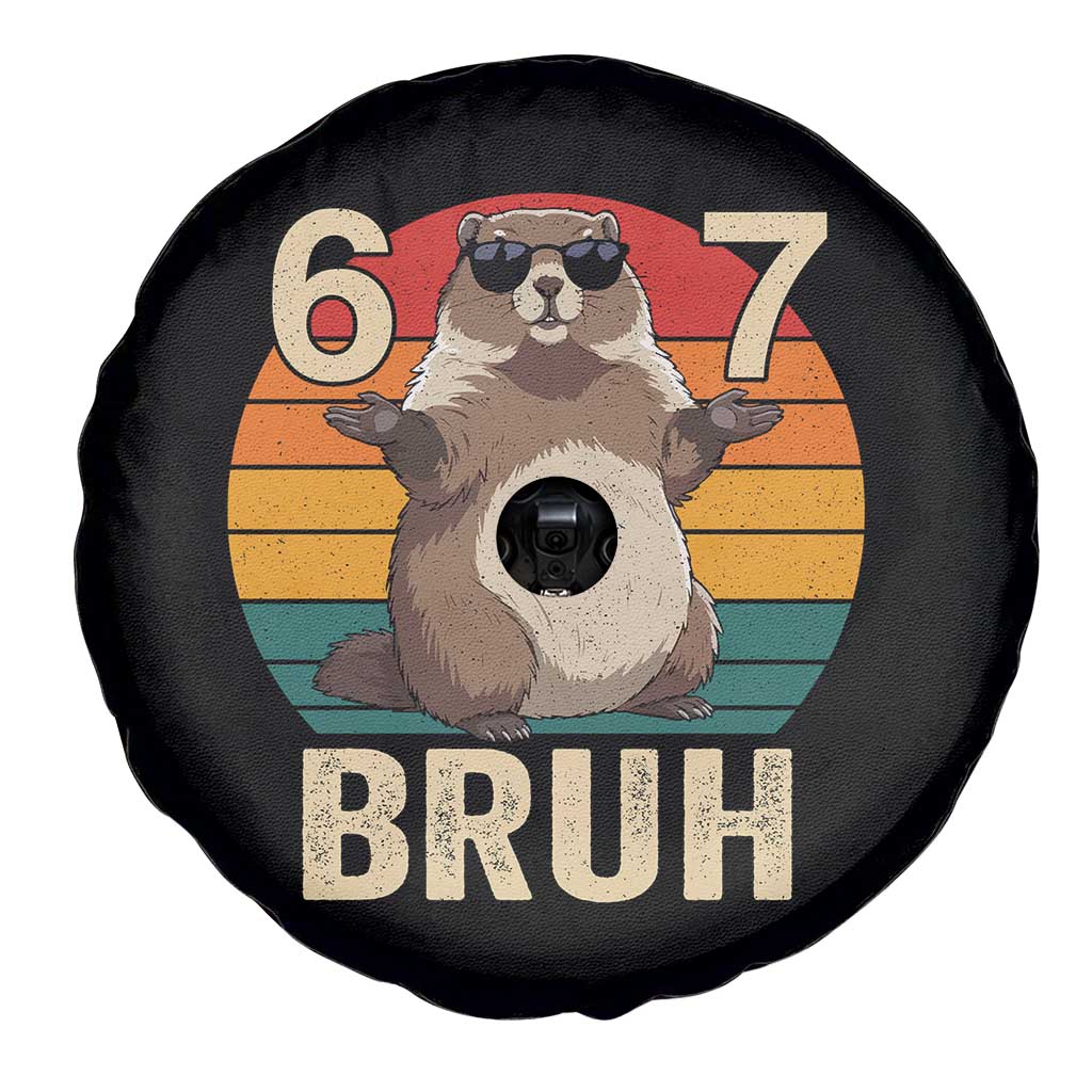 Funny Groundhog 67 Spare Tire Cover Six Seven Bruh Retro Vintage Woodchuck Day TS11 Print Your Wear