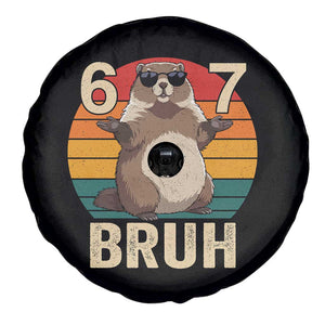 Funny Groundhog 67 Spare Tire Cover Six Seven Bruh Retro Vintage Woodchuck Day TS11 Print Your Wear