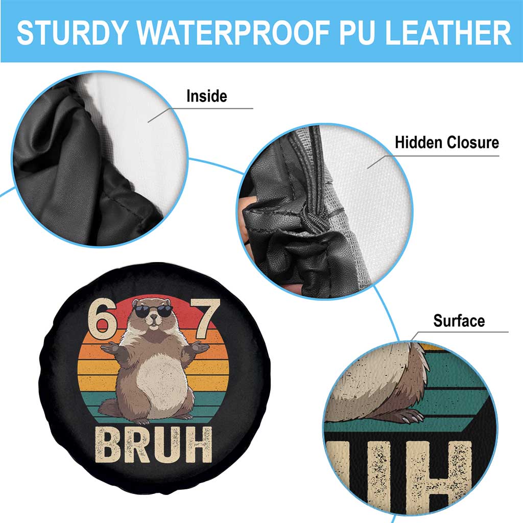 Funny Groundhog 67 Spare Tire Cover Six Seven Bruh Retro Vintage Woodchuck Day TS11 Print Your Wear