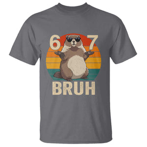Funny Groundhog 67 T Shirt Six Seven Bruh Retro Vintage Woodchuck Day TS11 Charcoal Print Your Wear
