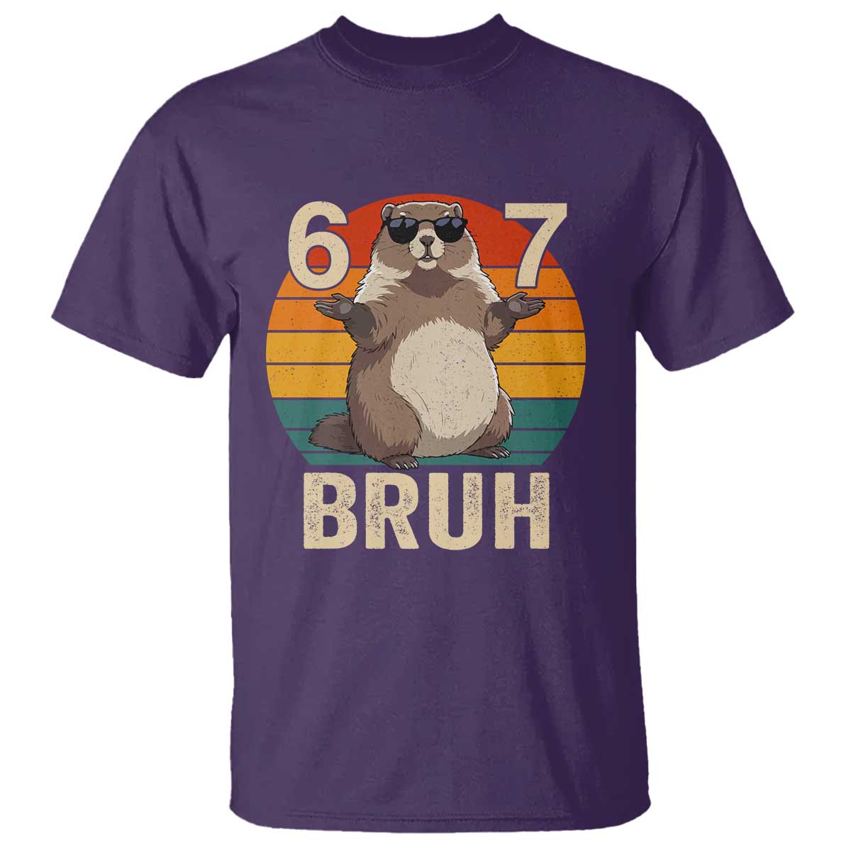Funny Groundhog 67 T Shirt Six Seven Bruh Retro Vintage Woodchuck Day TS11 Purple Print Your Wear