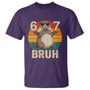 Funny Groundhog 67 T Shirt Six Seven Bruh Retro Vintage Woodchuck Day TS11 Purple Print Your Wear