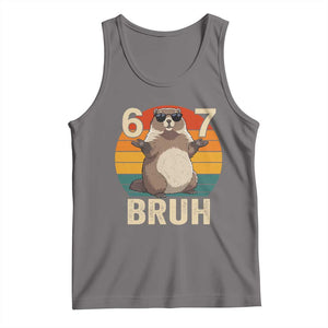 Funny Groundhog 67 Tank Top Six Seven Bruh Retro Vintage Woodchuck Day TS11 Deep Heather Print Your Wear