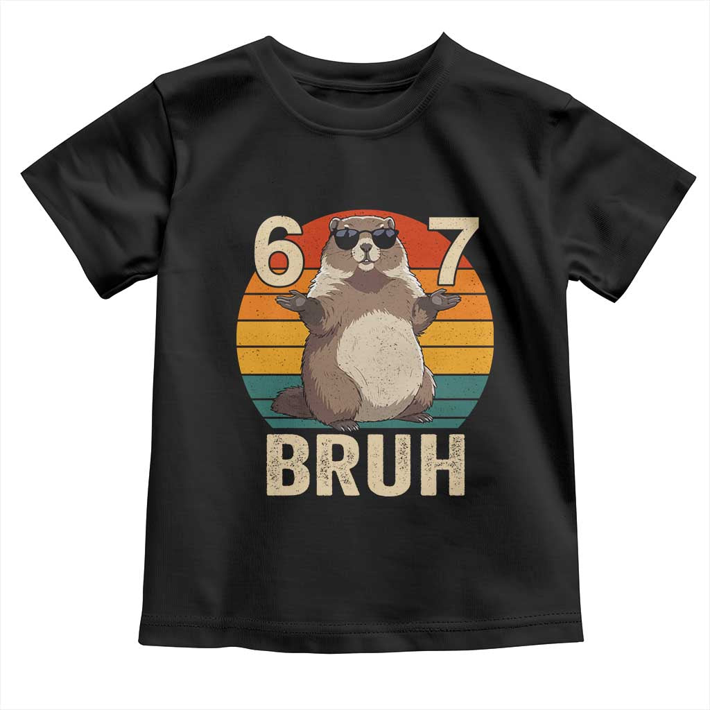 Funny Groundhog 67 Toddler T Shirt Six Seven Bruh Retro Vintage Woodchuck Day TS11 Black Print Your Wear