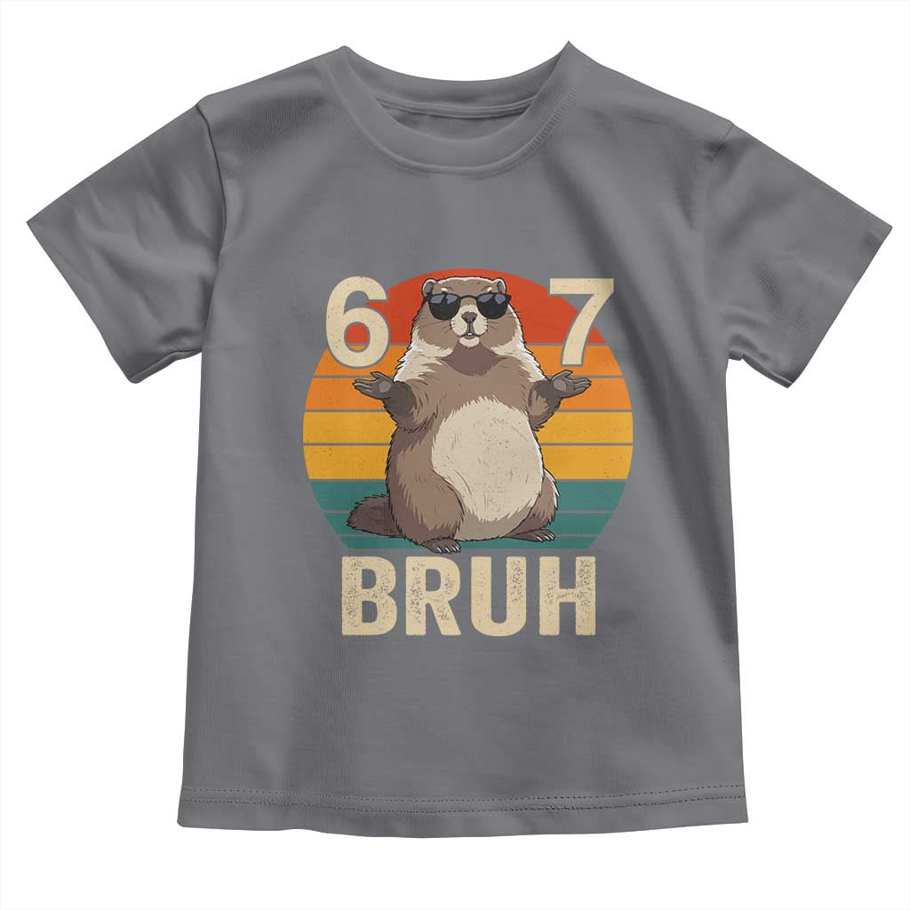 Funny Groundhog 67 Toddler T Shirt Six Seven Bruh Retro Vintage Woodchuck Day TS11 Charcoal Print Your Wear