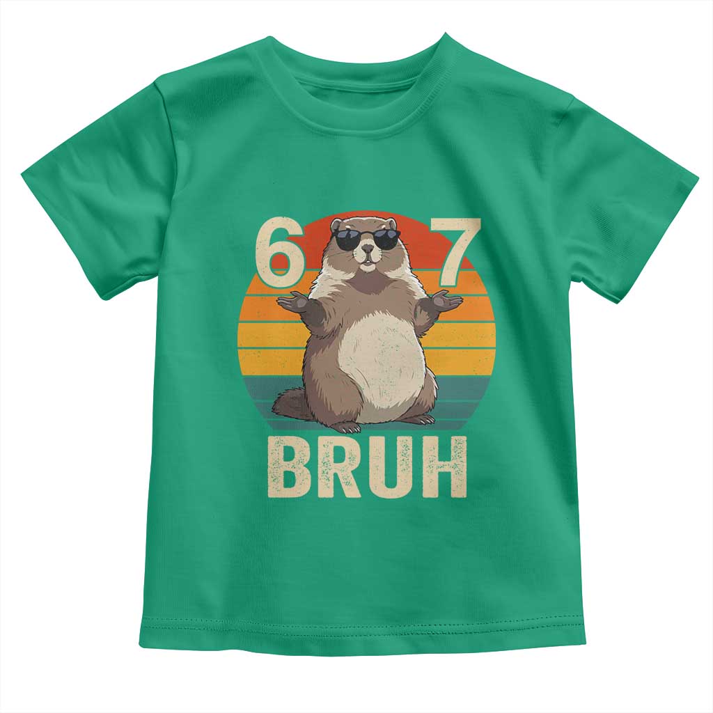 Funny Groundhog 67 Toddler T Shirt Six Seven Bruh Retro Vintage Woodchuck Day TS11 Irish Green Print Your Wear