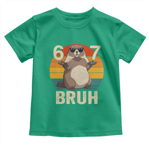 Funny Groundhog 67 Toddler T Shirt Six Seven Bruh Retro Vintage Woodchuck Day TS11 Irish Green Print Your Wear