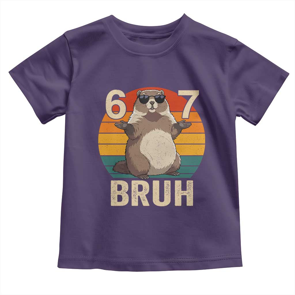 Funny Groundhog 67 Toddler T Shirt Six Seven Bruh Retro Vintage Woodchuck Day TS11 Purple Print Your Wear